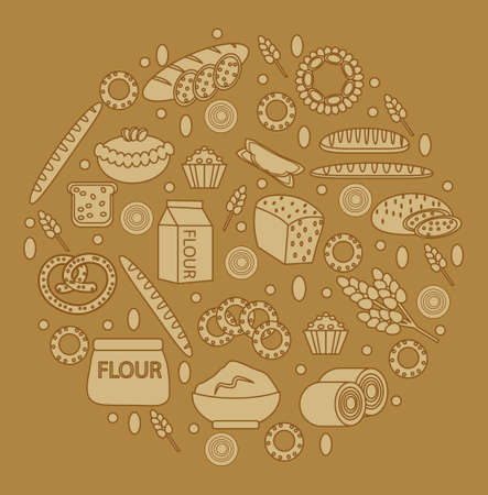 Bakery products food round-shape. Vector illustration clip-artのイラスト素材