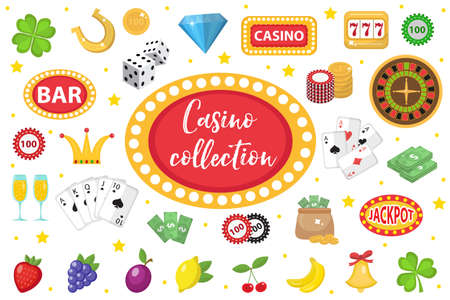 Casino Collection. Gambling set isolated on a white background.のイラスト素材