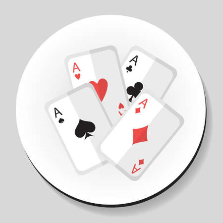 Playing Cards 4 Aces sticker icon flat style. Vector illustrationのイラスト素材