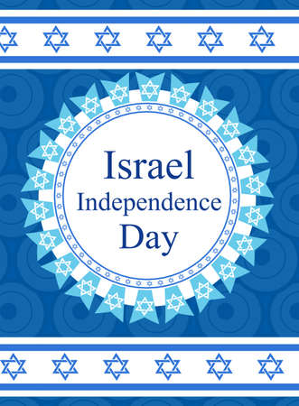 Happy Israel Independence Day greeting card, poster, flyer, invitation with the national colors and star, garland, flag. Jewish Holidays template for your design. Vector illustrationのイラスト素材