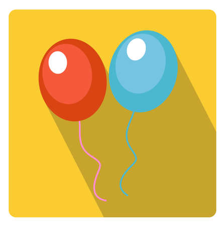 Balloons for celebration icon flat style with long shadows, isolated on white background. Vector illustrationのイラスト素材