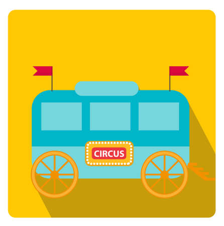 Circus trailer, wagon icon flat style with long shadows, isolated on white background. Vector illustrationのイラスト素材