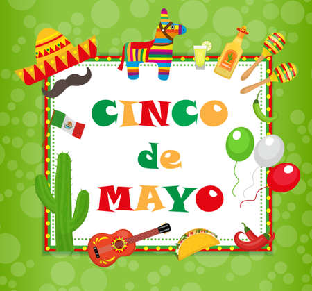 Cinco de Mayo greeting card, template for flyer, poster, invitation.のイラスト素材