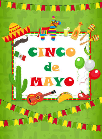Cinco de Mayo greeting card, template for flyer, poster, invitation.のイラスト素材