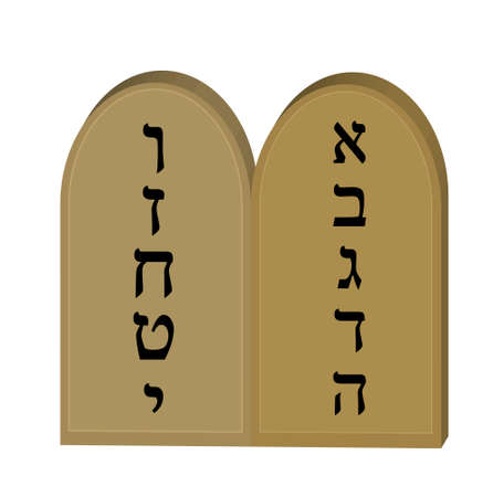 Tablets Jewish from 10 commandments icon, flat, cartoon style. Jewish religious holiday Shavuot, concept. Isolated on white background. Vector illustration, clip-art.のイラスト素材