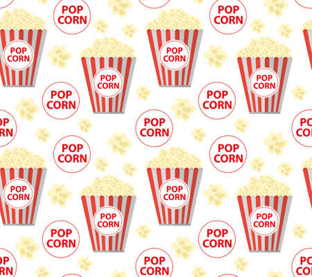 Popcorn seamless pattern, endless texture. Repeating background. Vector illustrationのイラスト素材