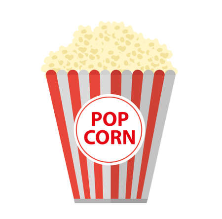 Popcorn. icon flat, cartoon style. Isolated on white background. Vector illustration, clip-artのイラスト素材