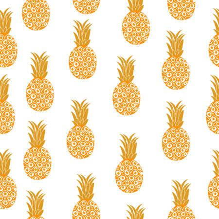 Pineapple seamless texture. Pineapple background, wallpaper, fabric Vector illustrationのイラスト素材