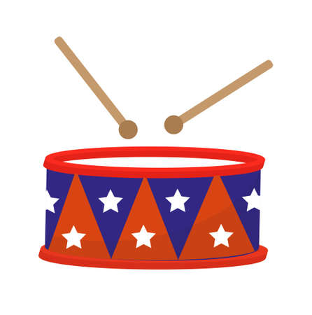 Drum icon, flat style. 4th july concept. Isolated on white background. Vector illustrationのイラスト素材