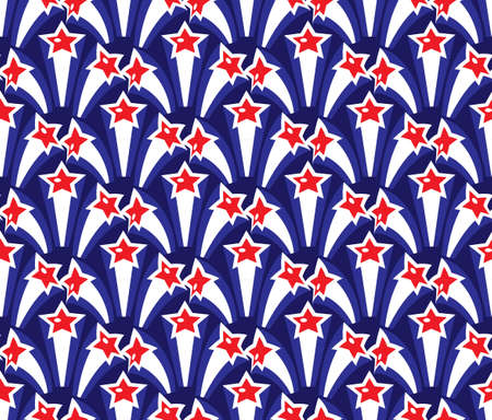 Independence Day of America seamless pattern. July 4th  endless background. USA national holiday repeating texture with stars. Vector illustrationのイラスト素材