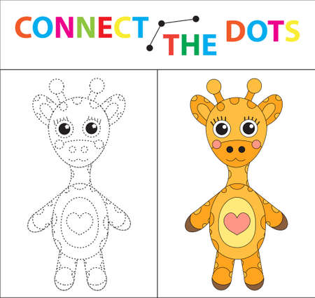 Childrens educational game for motor skills. Connect the dots picture. For children of preschool age. Circle on the dotted line and paint. Coloring page. Vector illustrationのイラスト素材