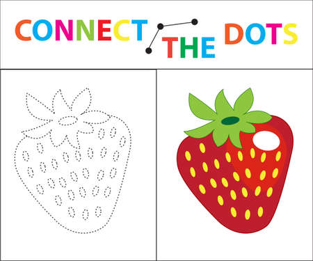 Childrens educational game for motor skills. Connect the dots picture. For children of preschool age. Circle on the dotted line and paint. Coloring page. Vector illustrationのイラスト素材