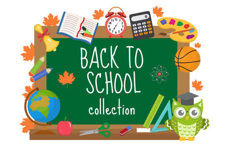 Back to school board frame for text. Isolated on white background. Vector illustrationのイラスト素材