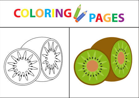 Coloring book page sketch outline and color version. Coloring for kids, childrens education vector illustrationのイラスト素材