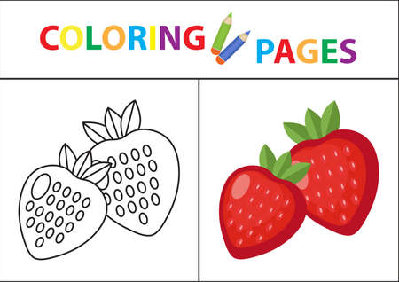 Coloring book page sketch outline and color version. Coloring for kids, childrens education vector illustrationのイラスト素材