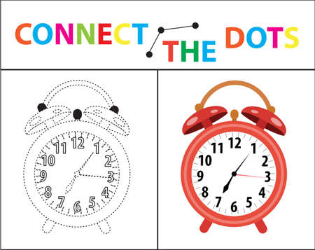 Children s educational game for motor skills. Connect the dots picture. For children of preschool age. Circle on the dotted line and paint. Coloring page. Vector illustrationのイラスト素材