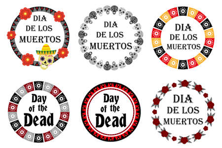 Day of the dead holiday in Mexico seamless pattern with sugar skulls. Skeleton endless background. Dia de Muertos repeating texture. Vector illustrationのイラスト素材