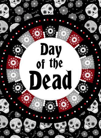 Day of the dead flyer, poster, invitation. Dia de Muertos template card for your design. Holiday in Mexico concept. Vector illustrationのイラスト素材
