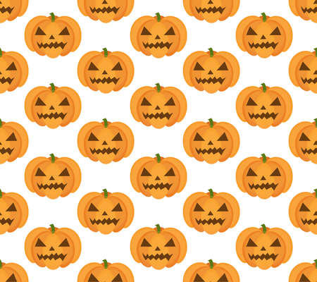 Halloween pumpkin seamless pattern. Scary repeating texture, endless background. Vetor illustrationのイラスト素材