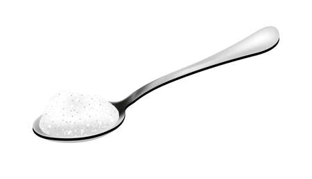A spoon of salt, realistic 3D style isolated on white background Vector illustrationのイラスト素材