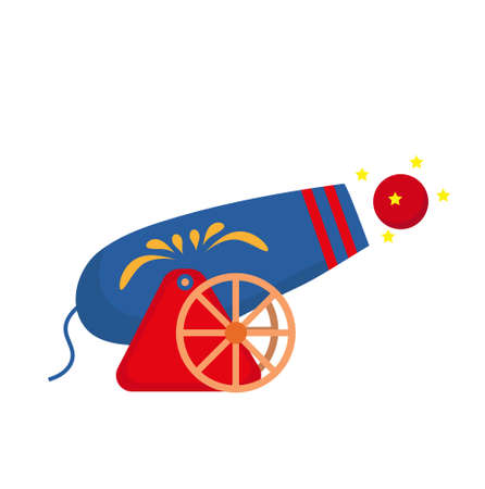 Circus Cannon icon flat style , isolated on white background. Vector illustrationのイラスト素材