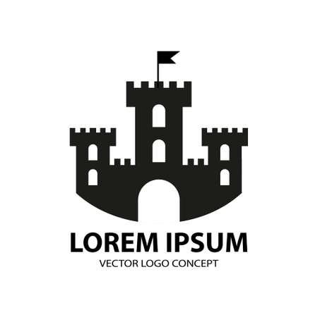 A Fortress icon, logo element. Citadel silhouette. Tower or castle isolated on white background. Vector illustrationのイラスト素材
