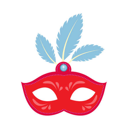 Carnival mask icon, flat, cartoon style. Masquerade, holiday party concept. Isolated on white background. Vector illustrationのイラスト素材