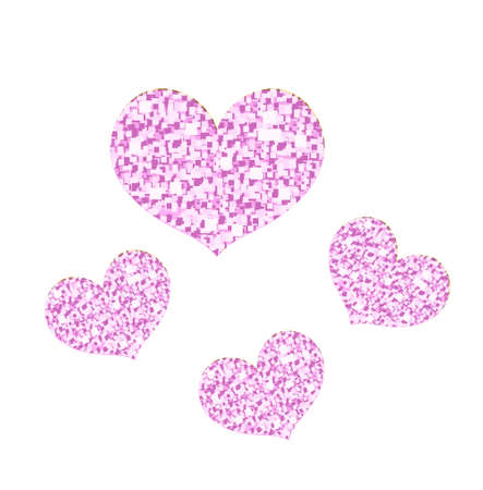 Happy Valentine's Day pink hearts glitter. Romantic shining heart. Vector illustrationのイラスト素材
