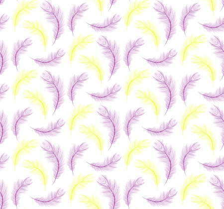 Mardi Gras seamless pattern with feathers purple, yellow, green color. Fat Tuesday repetitive texture. Carnival endless background. Vector illustrationのイラスト素材