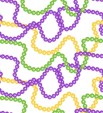 Mardi Gras beads seamless pattern. Fat Tuesday endless background, a repeating texture. Vector illustrationのイラスト素材