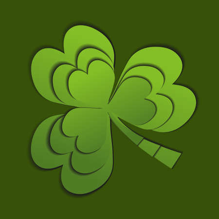 Clover, shamrock paper cut style. St. Patrick's day 3d symbol. Isolated on white background. Vector illustrationのイラスト素材