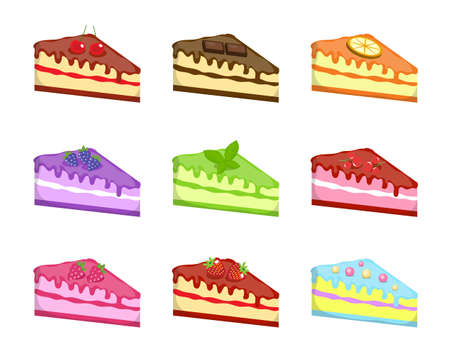 Pieces of cake icons set