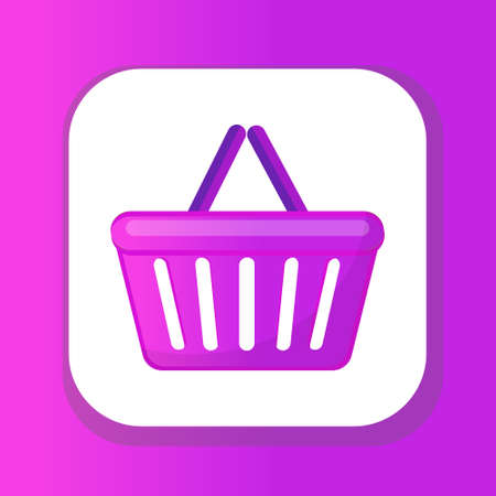 Shopping basket icon flat style. Plastic shopping basket in a supermarket isolated on white background. Shopping bag. Vector illustration.のイラスト素材