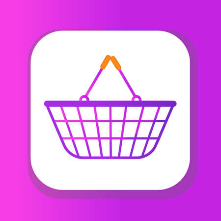 Shopping basket icon flat style. Plastic shopping basket in a supermarket isolated on white background. Shopping bag. Vector illustration.のイラスト素材