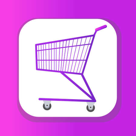 Shopping carts icon flat style. Metal shopping trolley, for purchases in a supermarket isolated on white background. Symbol, sign. Vector illustration.のイラスト素材