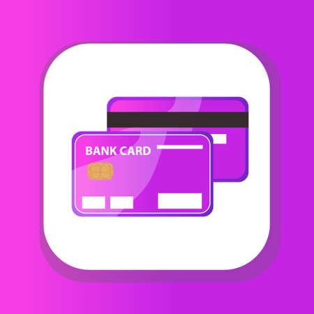 Credit card icon, flat design. Bank card isolated on white background. Vector illustration, clip art.のイラスト素材
