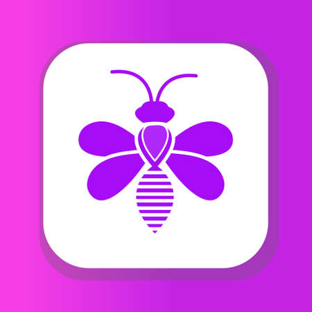 bee icon, flat style. Isolated on white background. Vector illustration, clip-art.のイラスト素材