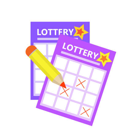 Lottery ticket, bingo win icon flat style. Isolated on a white background. Vector illustration.のイラスト素材