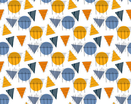 Retro geometric seamless pattern. Trendy endless background, repeating texture. Vector illustration.