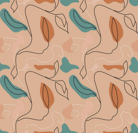 Abstract floral seamless pattern in modern retro hipster style. Vector illustration.のイラスト素材