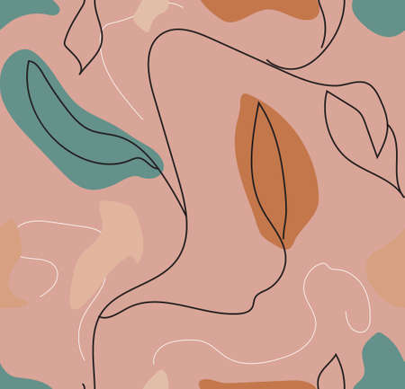 Abstract floral seamless pattern in modern retro hipster style. Vector illustration.