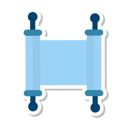 Scroll torah Hanukkah flat icon, cartoon style. Vector illustration.のイラスト素材