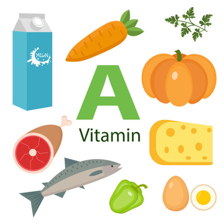 Health benefits information of Vitamin A or Retinol infographic, vector illustration.のイラスト素材