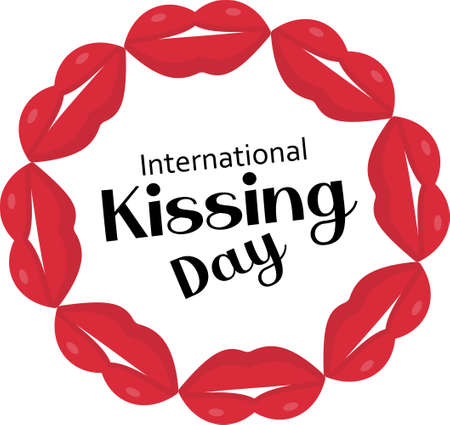 world kiss day card with lips. International kissing day. Vector illustration.のイラスト素材