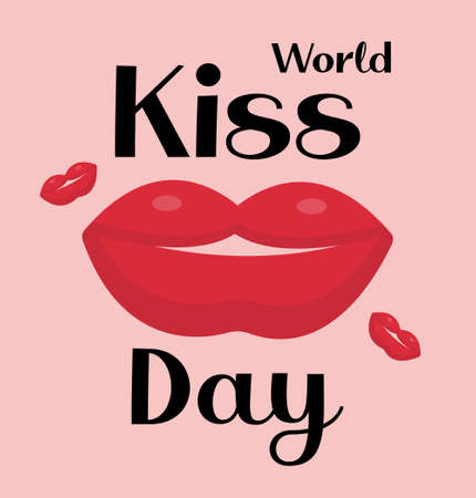 world kiss day card with lips. International kissing day. Vector illustration.のイラスト素材
