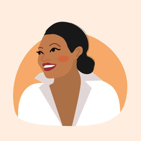 African American woman in profile on business suit. Successful black woman. Vector illustration.のイラスト素材