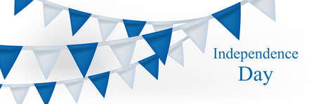 Happy Israel Independence Day banner with realistic bunting flags. Jewish National Holidays. Vector illustration.のイラスト素材