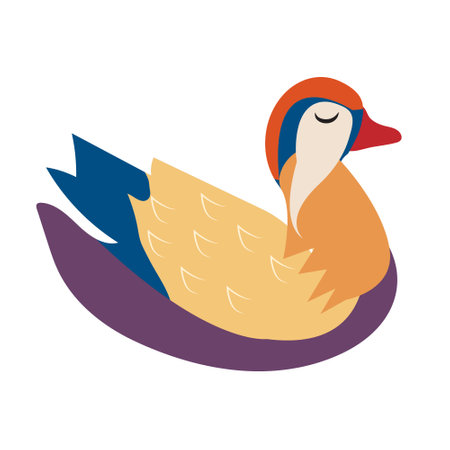 Mandarin duck icon flat style. Isolated on white background. Vector illustrationのイラスト素材