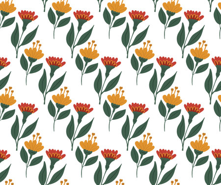 Vintage flowers seamless pattern, trendy print. Floral repeating texture, background. Vector illustrationのイラスト素材