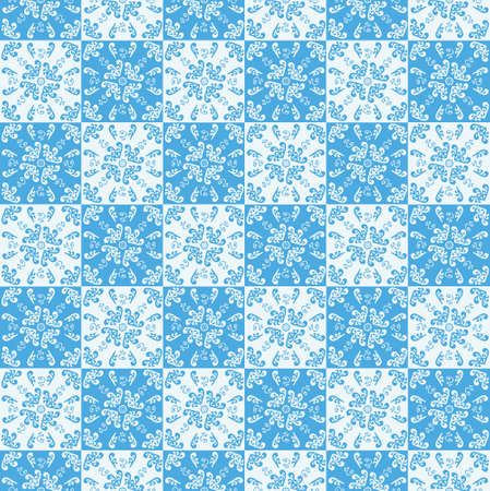 Sicilian Blue Ceramic tile pattern, repeating texture print, background. Vector illustrationのイラスト素材